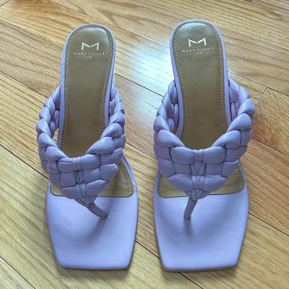 Marc Fisher LTD Lavender Braided Square Toe Block Heel Sandals – Size 9 ✨💜 - Picture 2 of 6